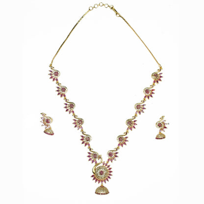 Necklace - Dazzling Peacock Matte Black Plated Necklace Set - Opal Touch