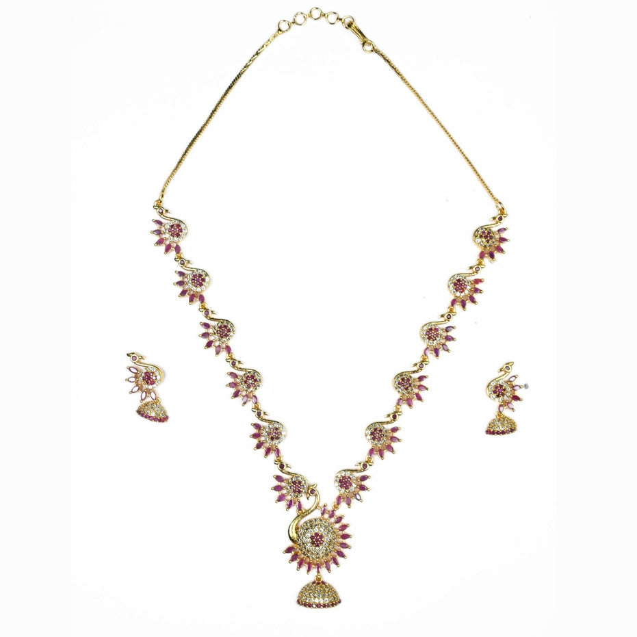 Necklace - Dazzling Peacock Matte Black Plated Necklace Set - Opal Touch