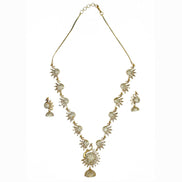 Necklace - Dazzling Peacock Matte Black Plated Necklace Set - Opal Touch