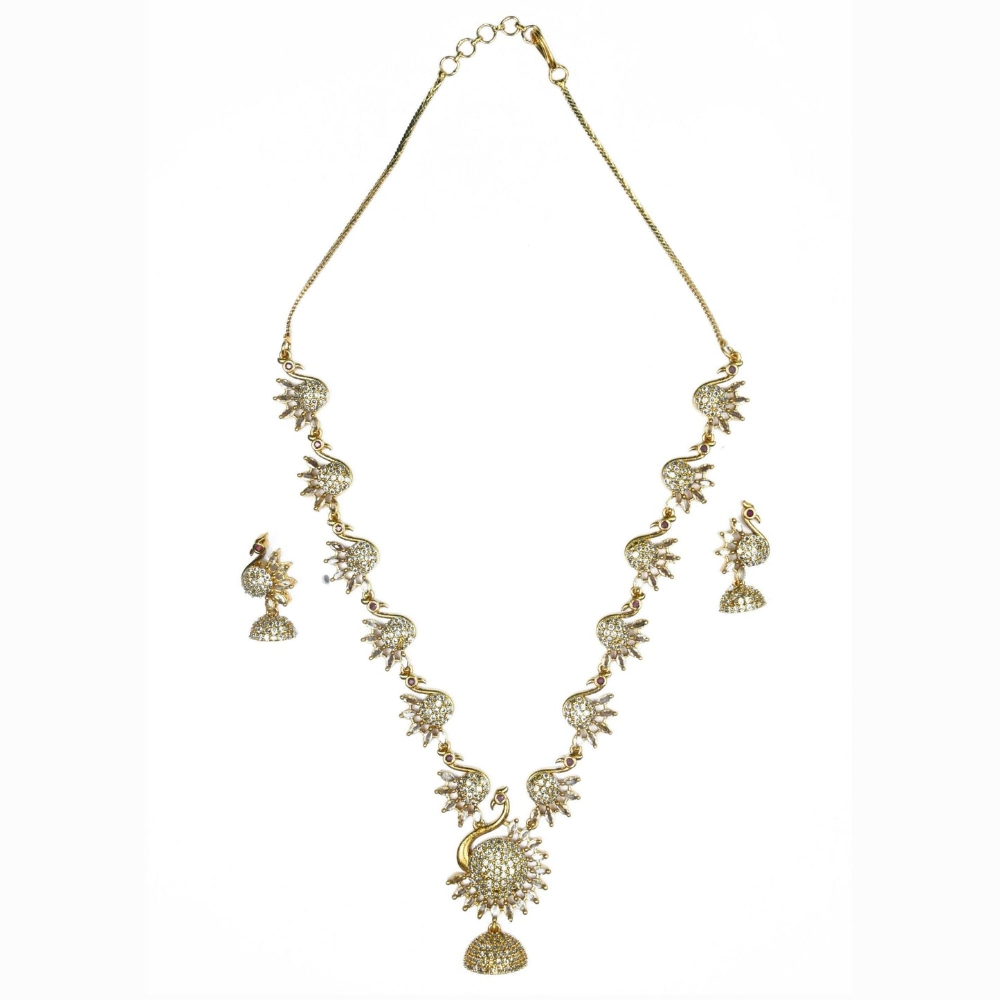 Necklace - Dazzling Peacock Matte Black Plated Necklace Set - Opal Touch