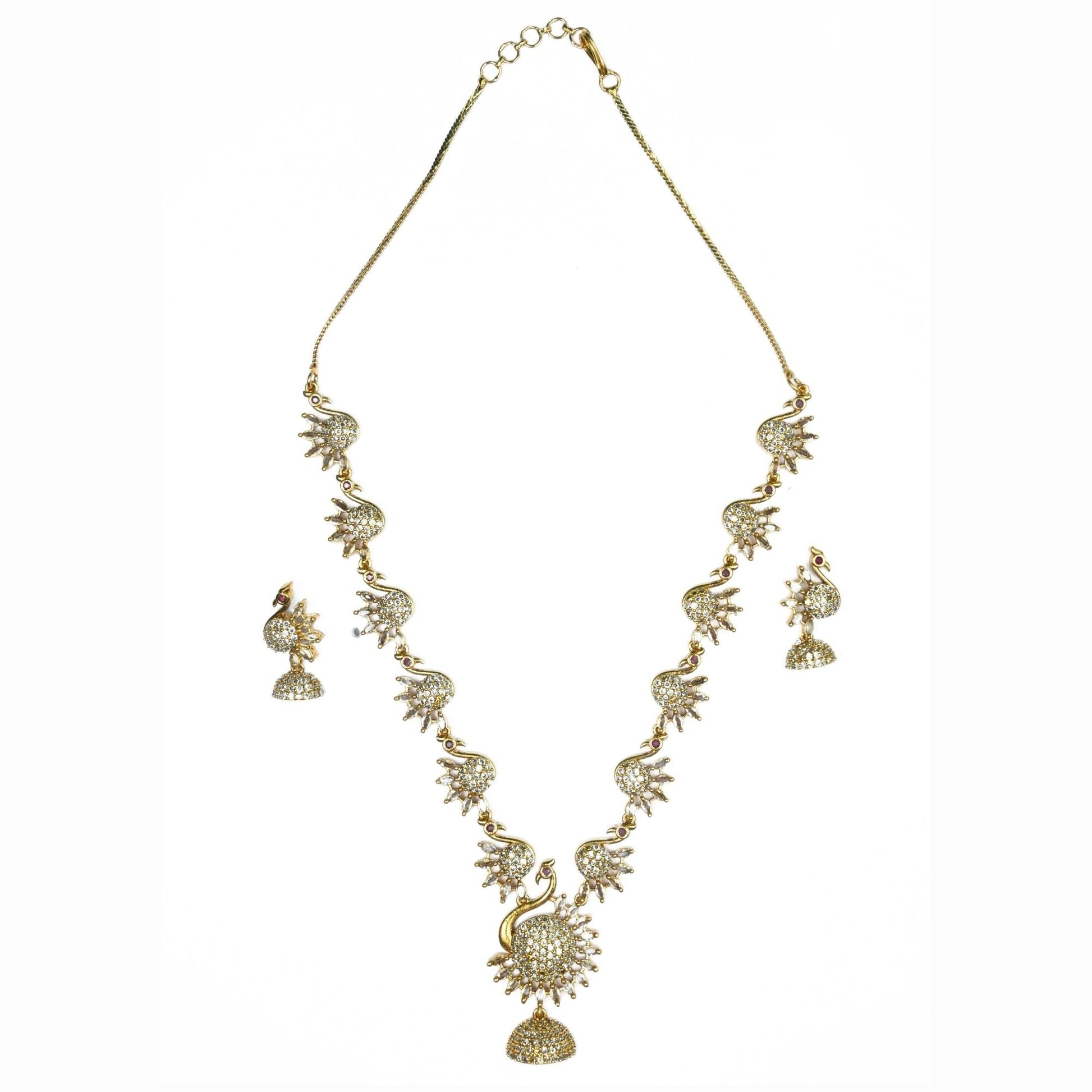 Necklace - Dazzling Peacock Matte Black Plated Necklace Set - Opal Touch