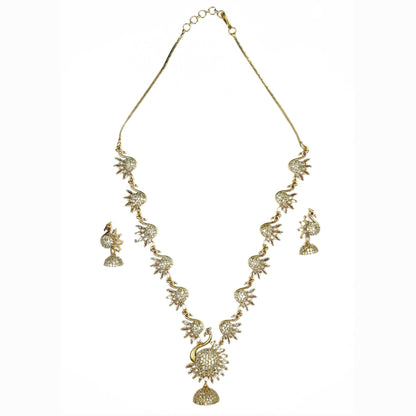 Necklace - Dazzling Peacock Matte Black Plated Necklace Set - Opal Touch