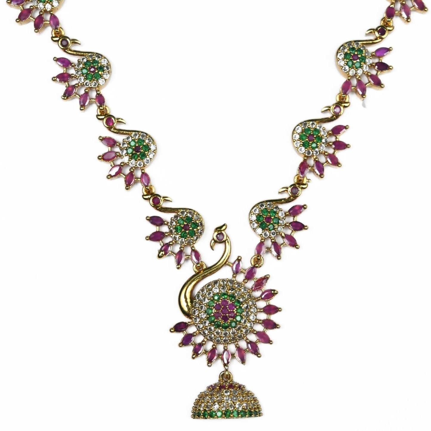 Necklace - Dazzling Peacock Matte Black Plated Necklace Set - Opal Touch