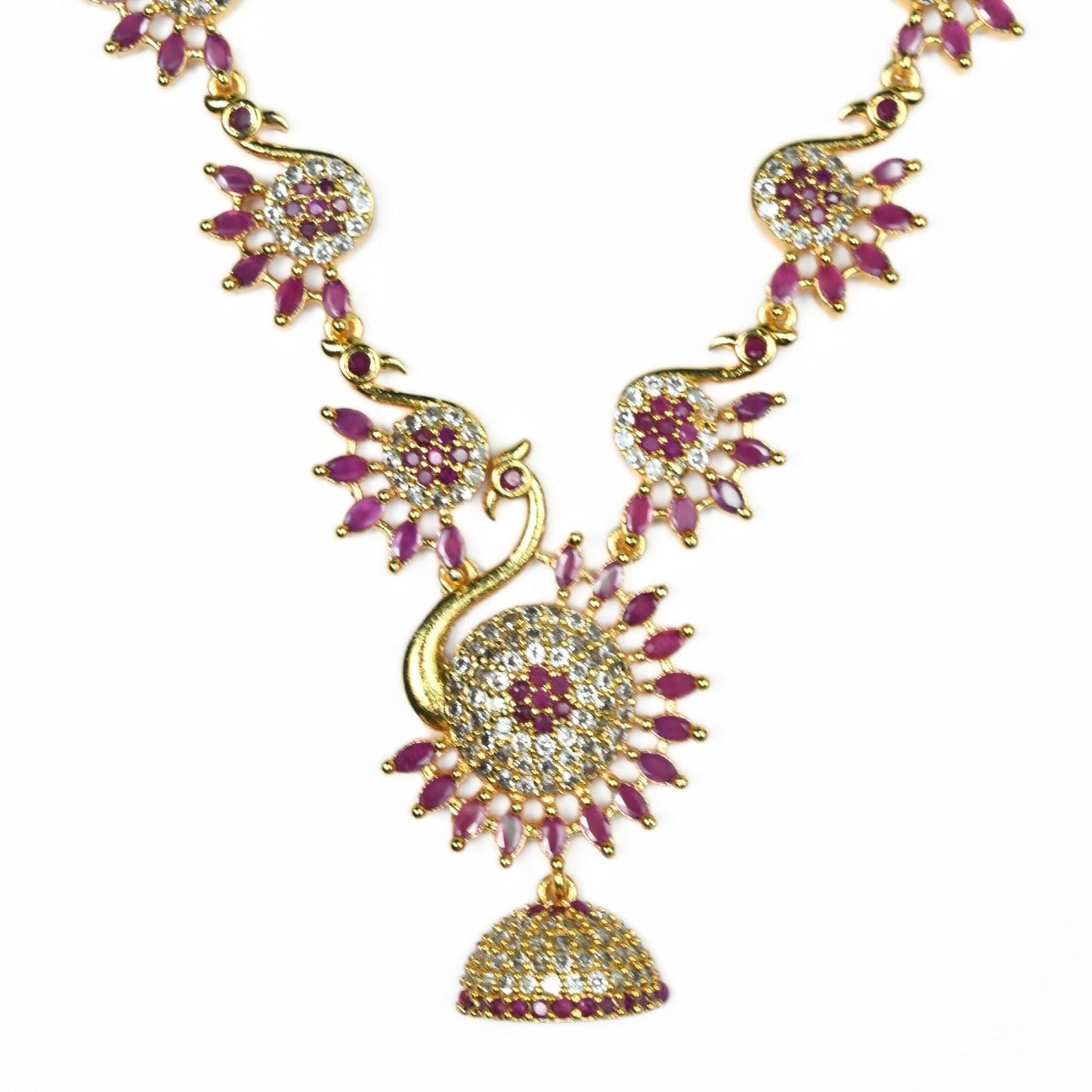 Necklace - Dazzling Peacock Matte Black Plated Necklace Set - Opal Touch