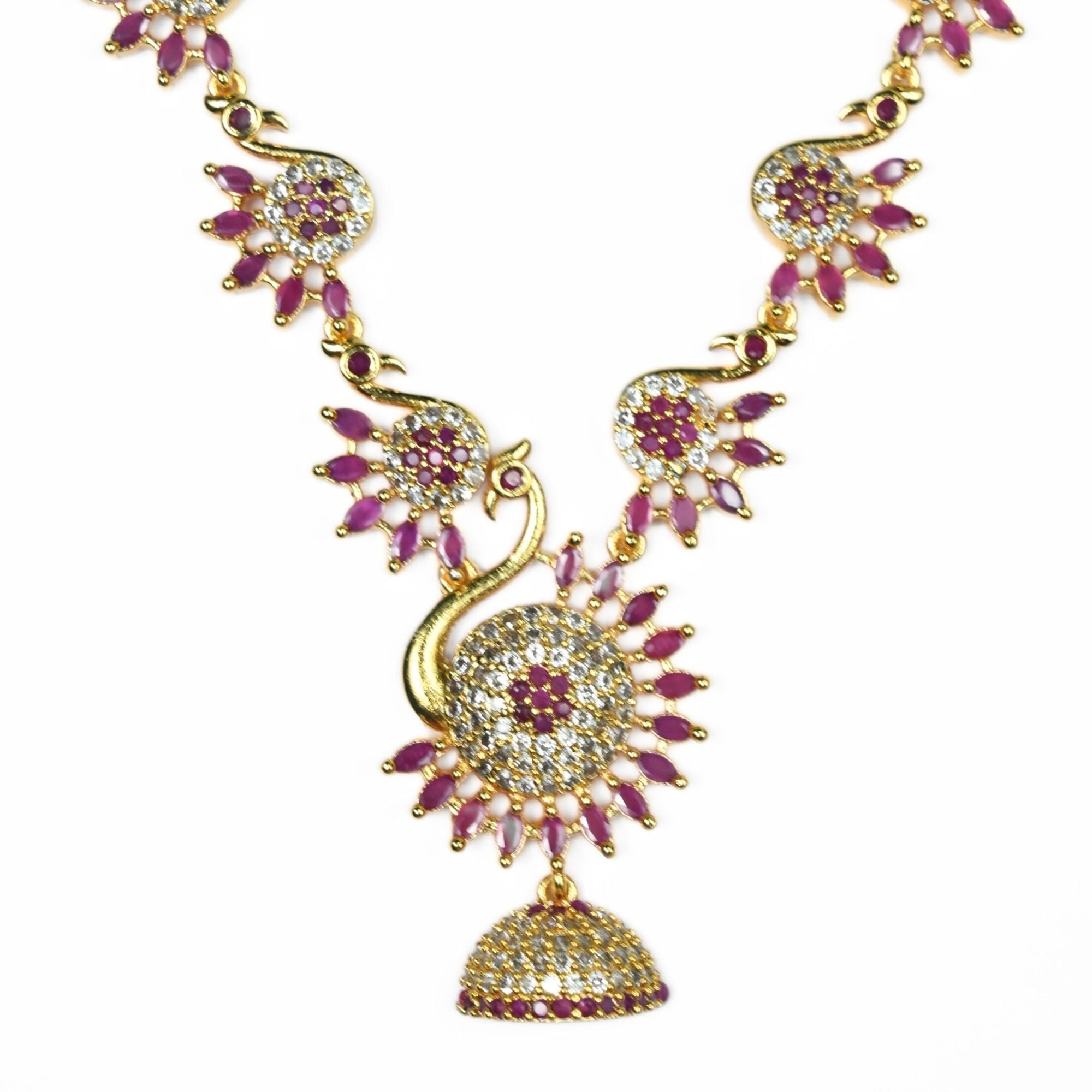 Necklace - Dazzling Peacock Matte Black Plated Necklace Set - Opal Touch