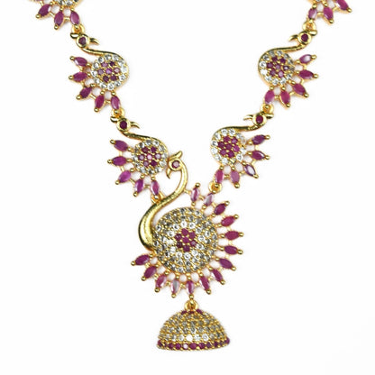 Necklace - Dazzling Peacock Matte Black Plated Necklace Set - Opal Touch