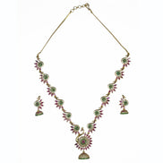 Necklace - Dazzling Peacock Matte Black Plated Necklace Set - Opal Touch