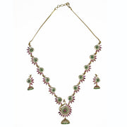 Necklace - Dazzling Peacock Matte Black Plated Necklace Set - Opal Touch