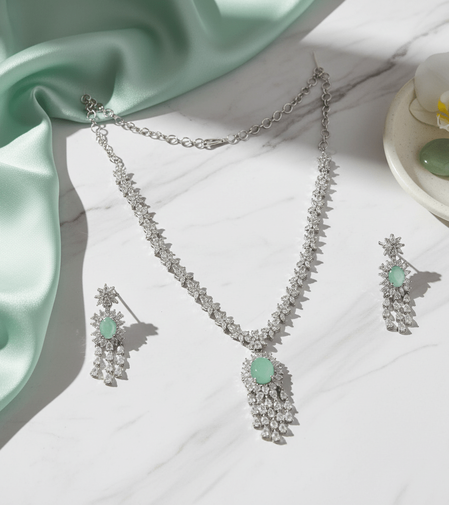 Delicate Rhodium Necklace - Opal Touch