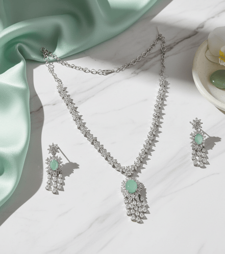 Delicate Rhodium Necklace - Opal Touch