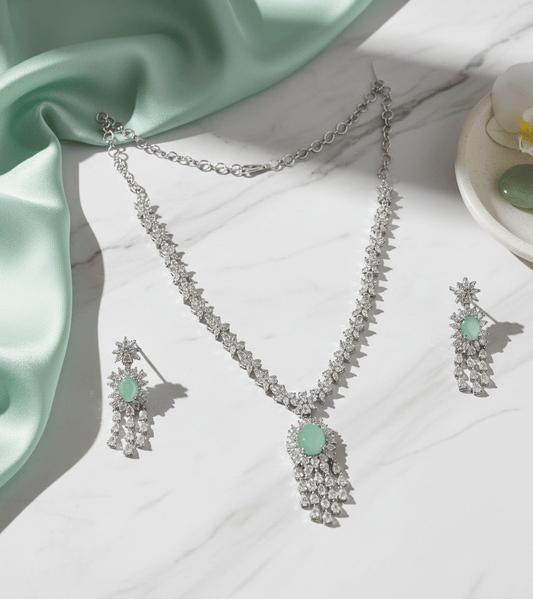 Delicate Rhodium Necklace - Opal Touch