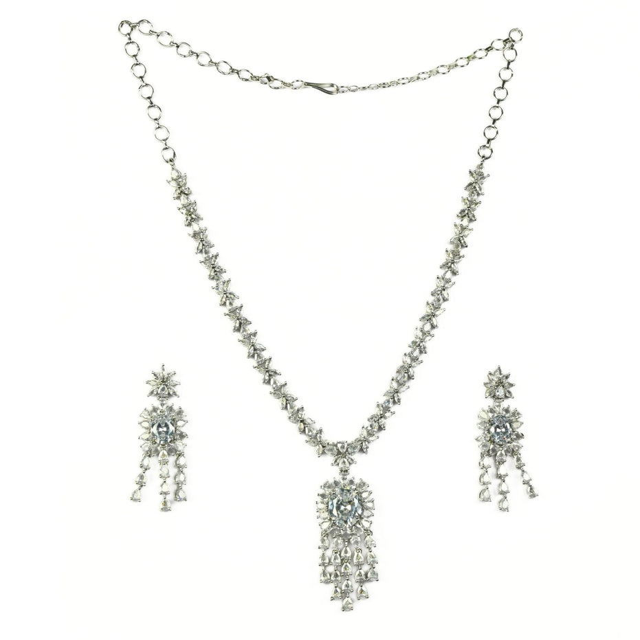 Delicate Rhodium Necklace - Opal Touch