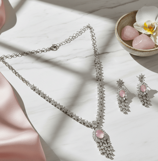 Delicate Rhodium Necklace - Opal Touch