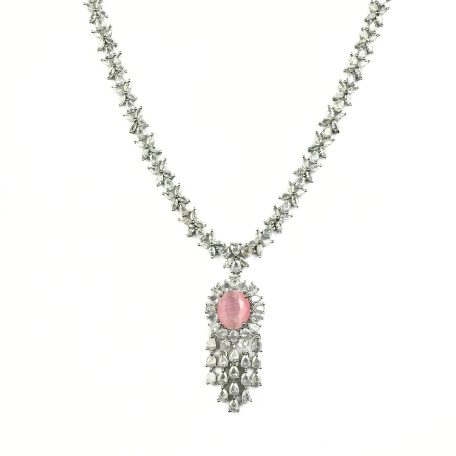 Delicate Rhodium Necklace - Opal Touch