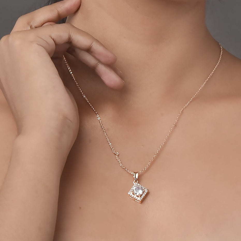 Opal Touch - Delicate Rose Gold Locket Set with Diamante - Locket Set