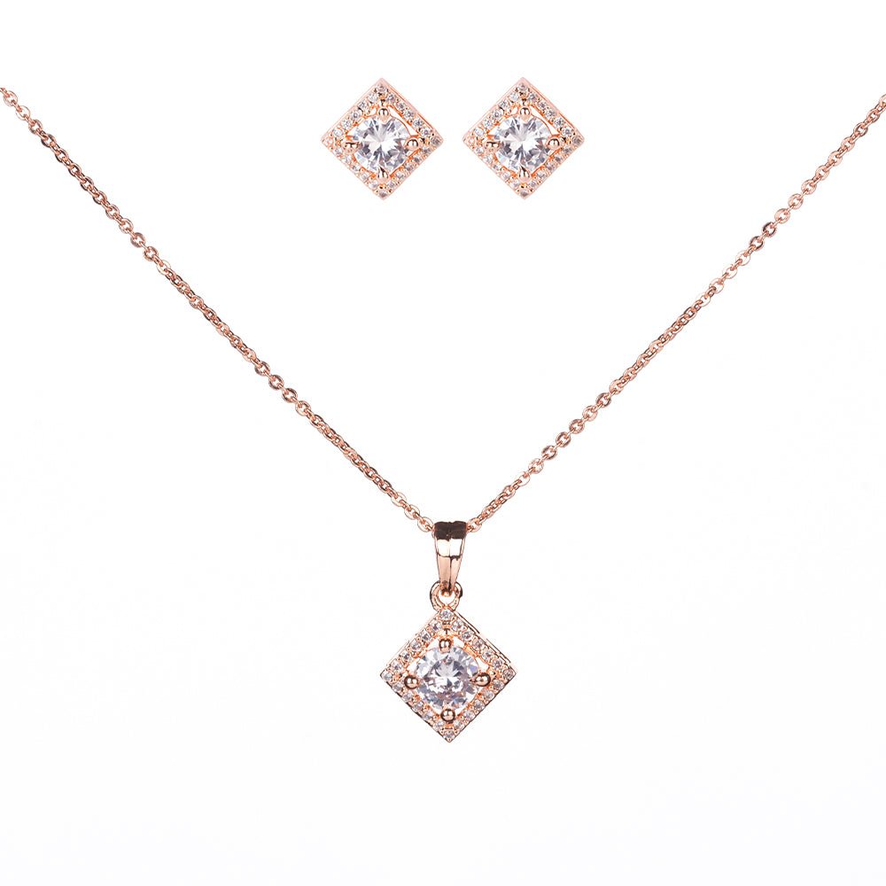 Opal Touch - Delicate Rose Gold Locket Set with Diamante - Locket Set