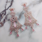 Opal Touch - Delightful Mint Pink Rose Gold Earrings - Earrings