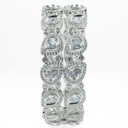 Designer Polki Rhodium Bangles (Pack of 2) - Opal Touch
