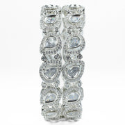 Designer Polki Rhodium Bangles (Pack of 2) - Opal Touch