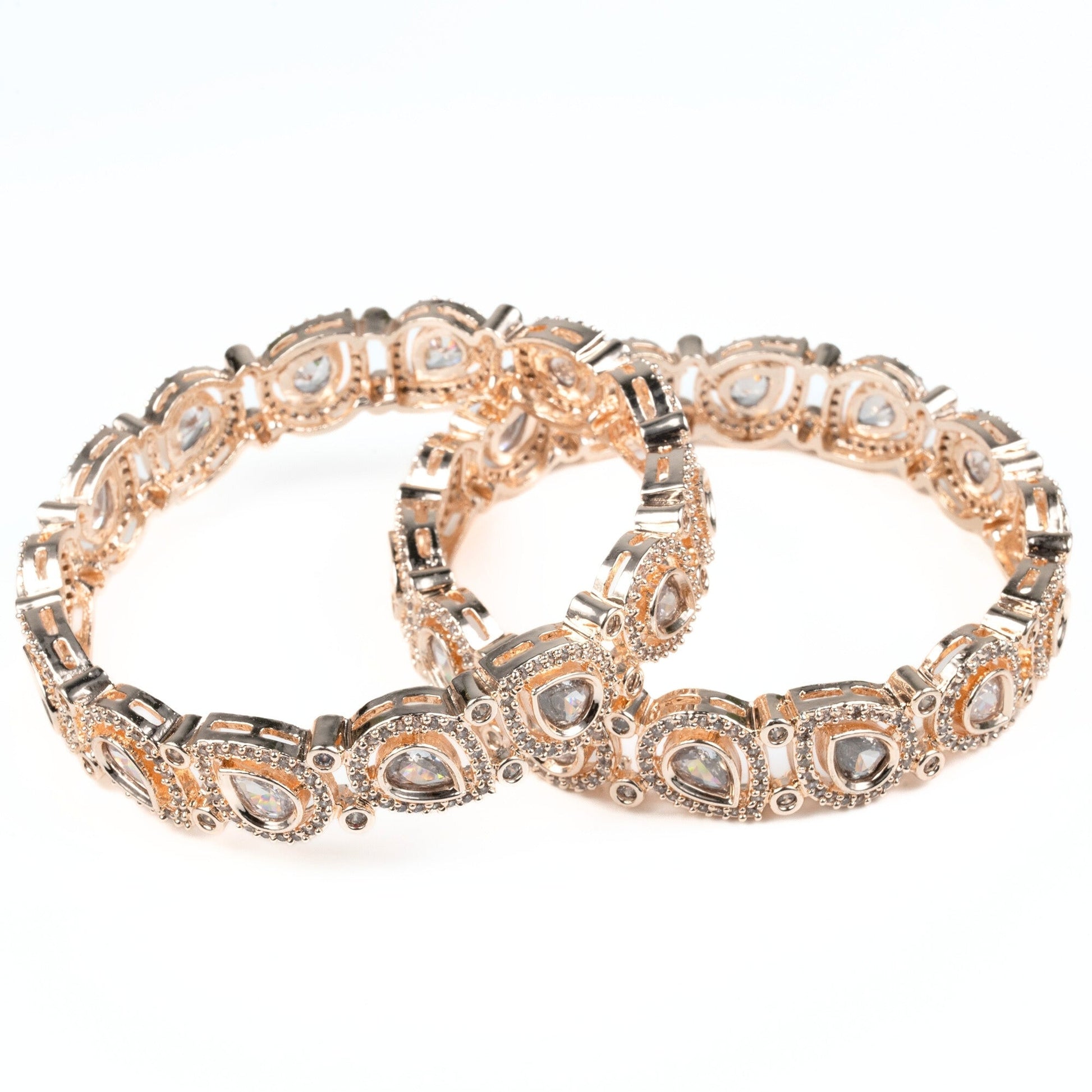 Designer Polki Rose Gold Bangles (Pack of 2) - Opal Touch