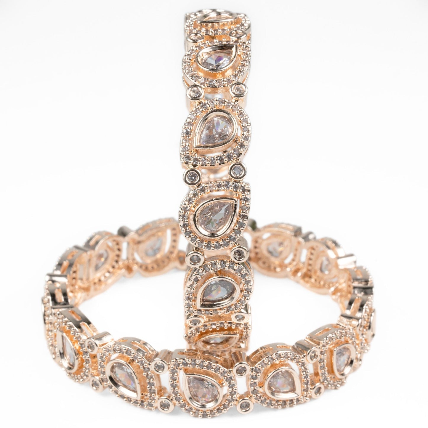 Designer Polki Rose Gold Bangles (Pack of 2) - Opal Touch