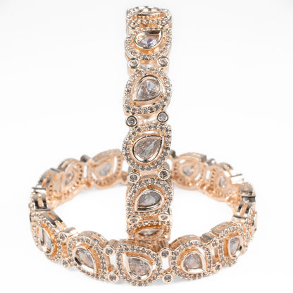 Designer Polki Rose Gold Bangles (Pack of 2) - Opal Touch