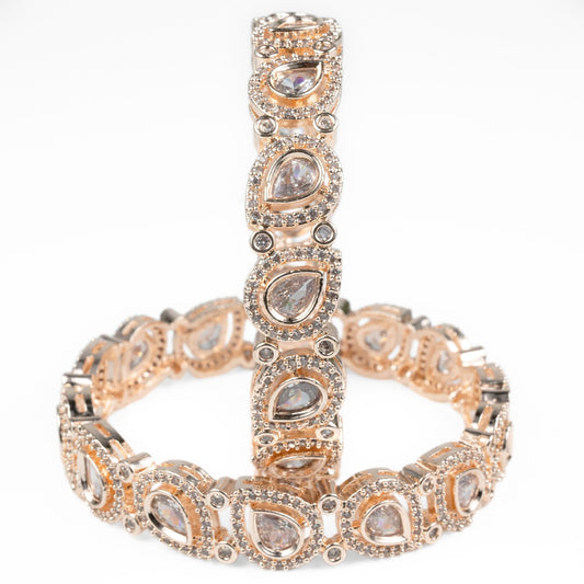 Designer Polki Rose Gold Bangles (Pack of 2) - Opal Touch