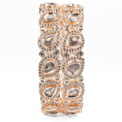 Designer Polki Rose Gold Bangles (Pack of 2) - Opal Touch
