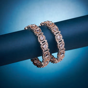 Opal Touch - Designer Polki Rose Gold Bangles (Pack of 2) - Bangles