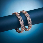 Opal Touch - Designer Polki Rose Gold Bangles (Pack of 2) - Bangles
