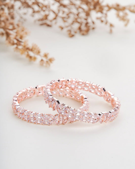 Opal Touch - Designer Rose Gold Bangles (Pack of 2) - Bangles