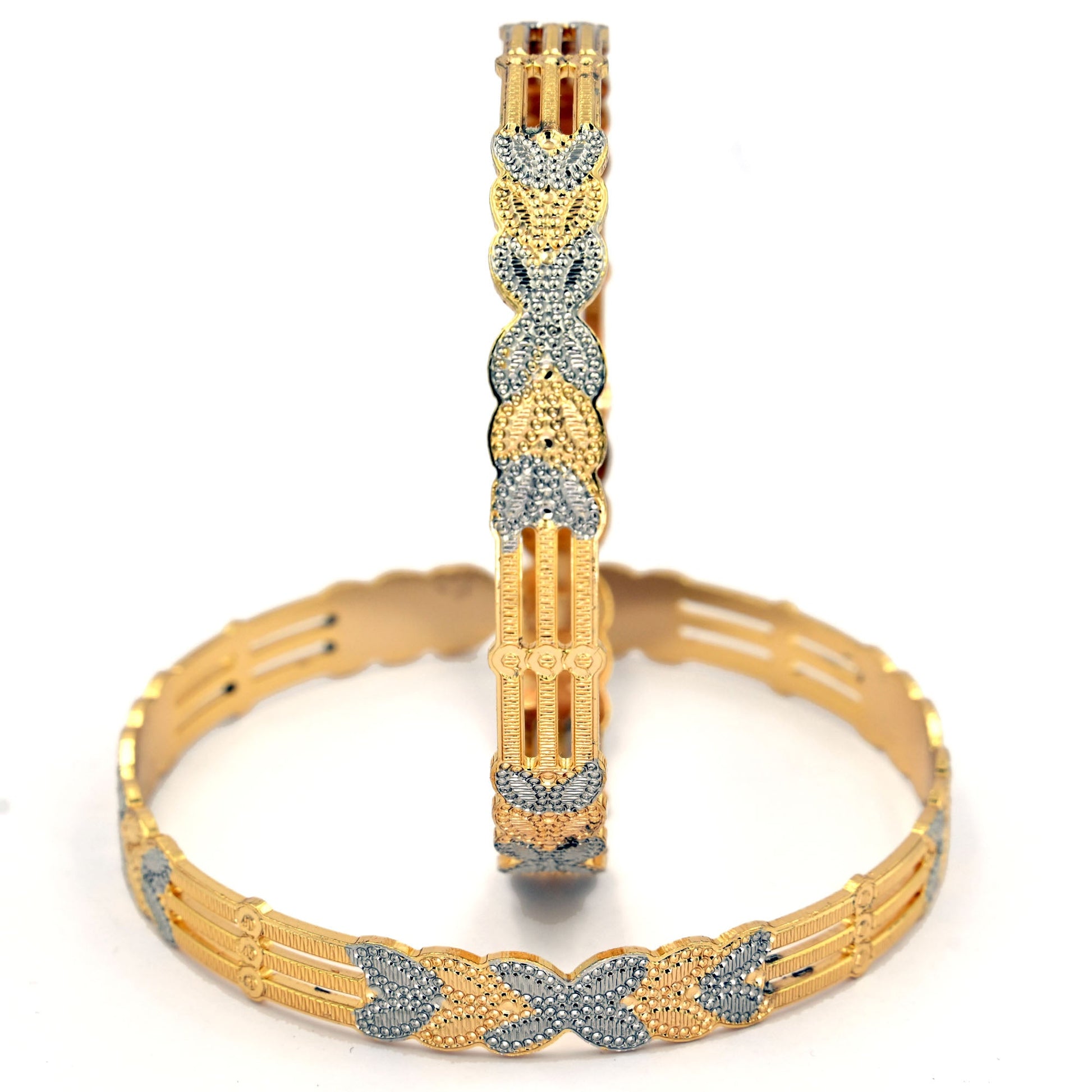 Bangles - Detailing Silver Leaf Gold Plated Bangles - Opal Touch