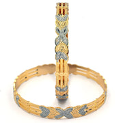 Bangles - Detailing Silver Leaf Gold Plated Bangles - Opal Touch