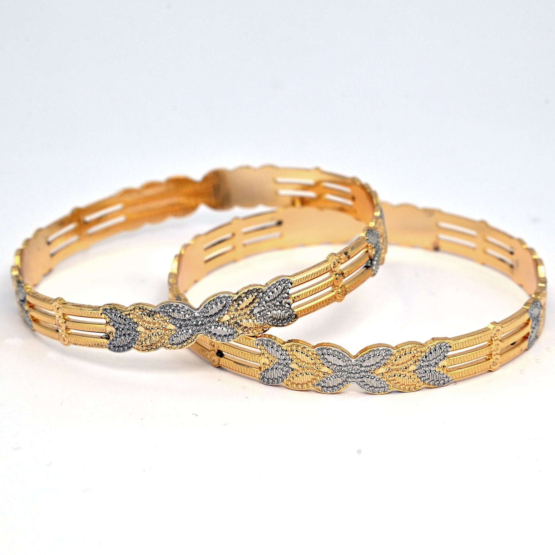 Bangles - Detailing Silver Leaf Gold Plated Bangles - Opal Touch