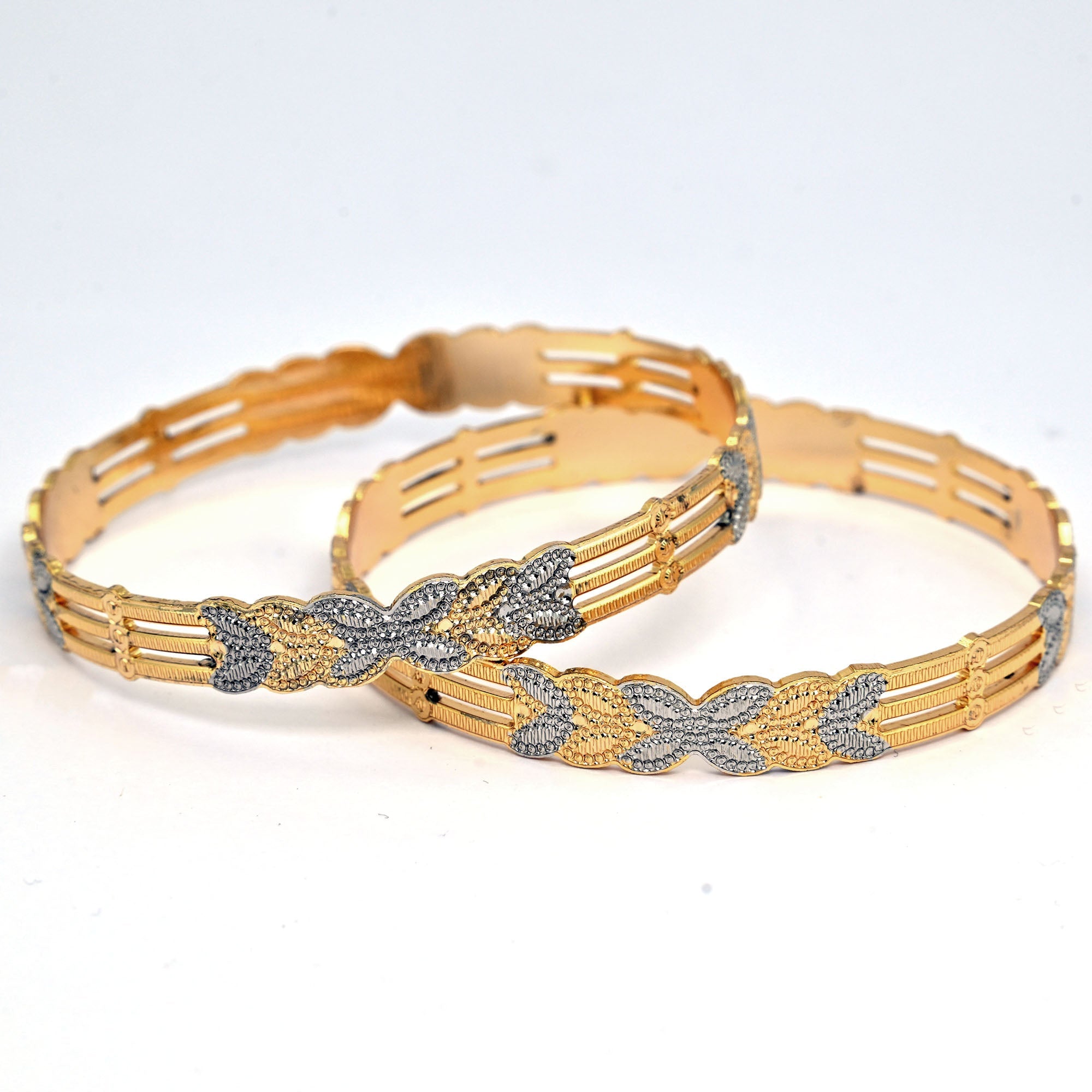 Bangles - Detailing Silver Leaf Gold Plated Bangles - Opal Touch