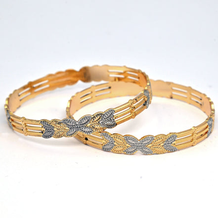 Bangles - Detailing Silver Leaf Gold Plated Bangles - Opal Touch