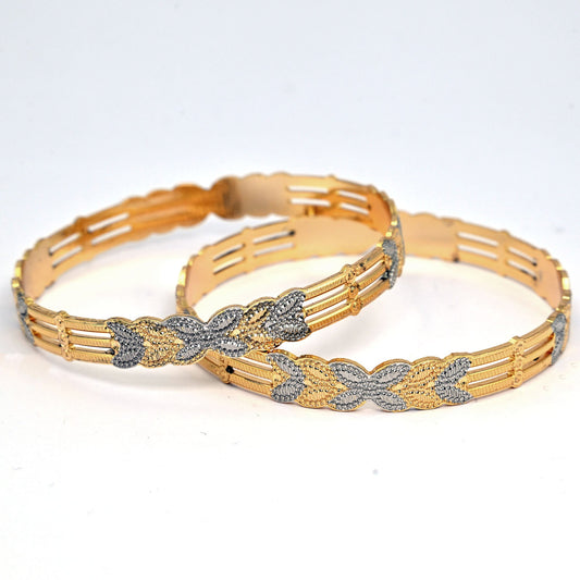 Bangles - Detailing Silver Leaf Gold Plated Bangles - Opal Touch