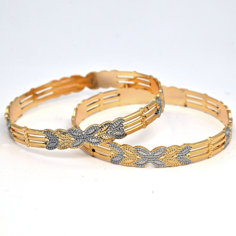 Bangles - Detailing Silver Leaf Gold Plated Bangles - Opal Touch