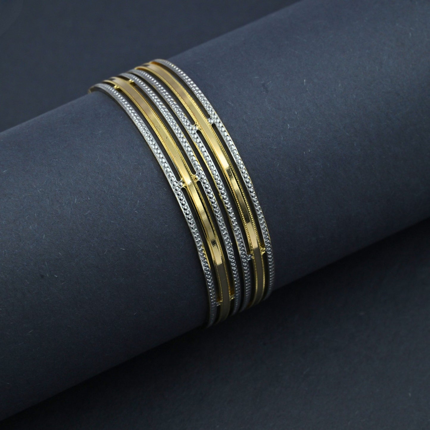 Bangles - Detailing Silver Lined Gold Plated Bangles - Opal Touch