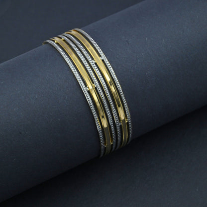 Bangles - Detailing Silver Lined Gold Plated Bangles - Opal Touch