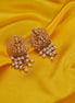 Earrings - Divine Lakshmi Vishnu Matte Gold Plated Drops - Opal Touch