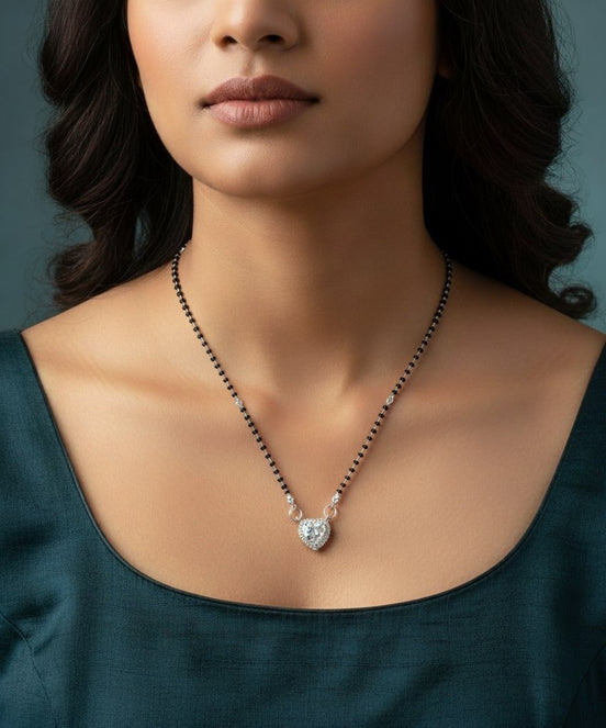 Divine Link Rhodium Mangalsutra - Opal Touch