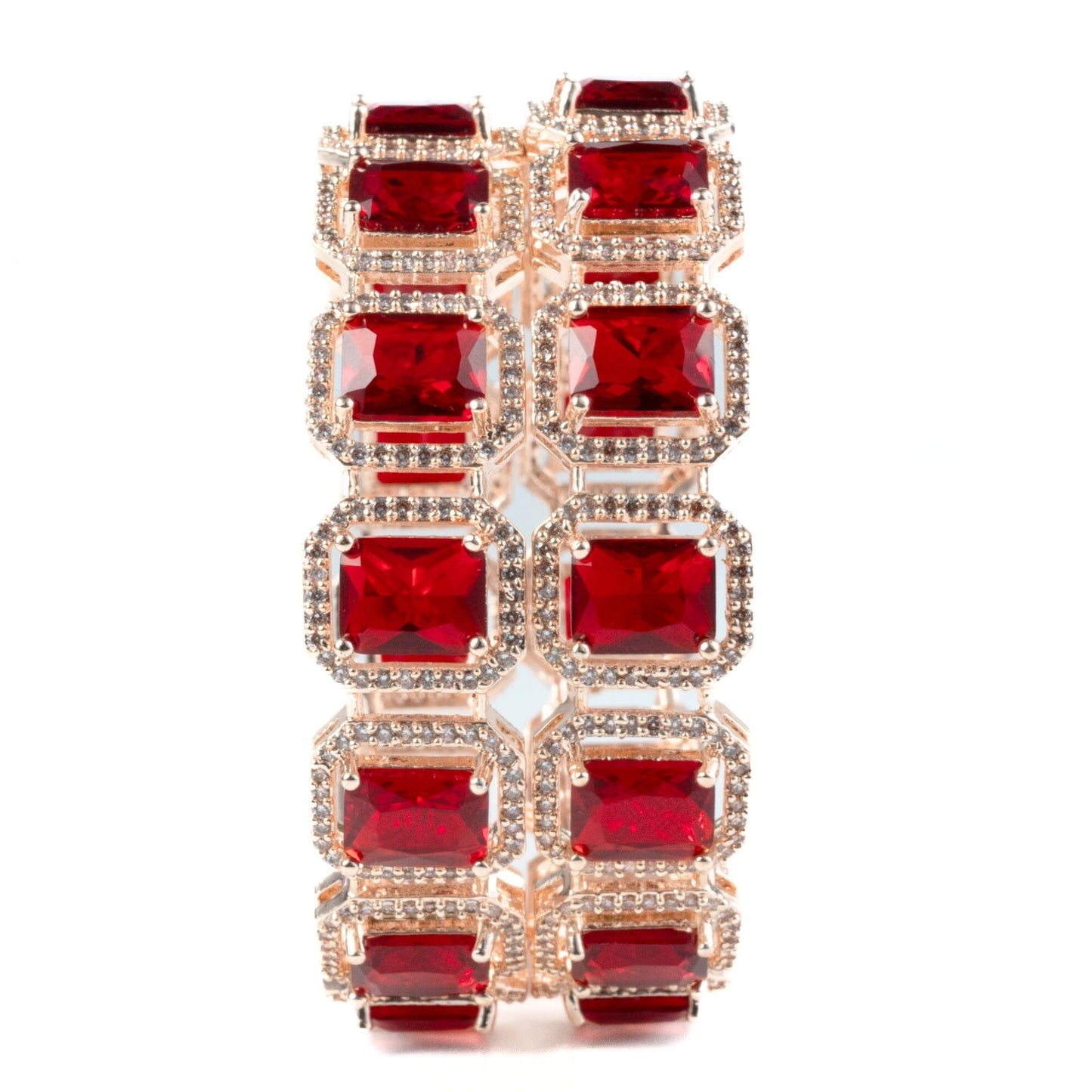 Divine Rectangle AD Bangles (Pack of 2) - Opal Touch