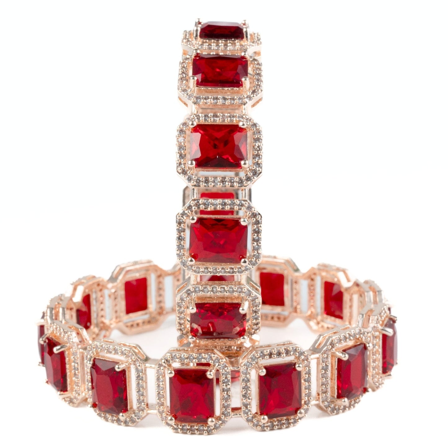 Divine Rectangle AD Bangles (Pack of 2) - Opal Touch