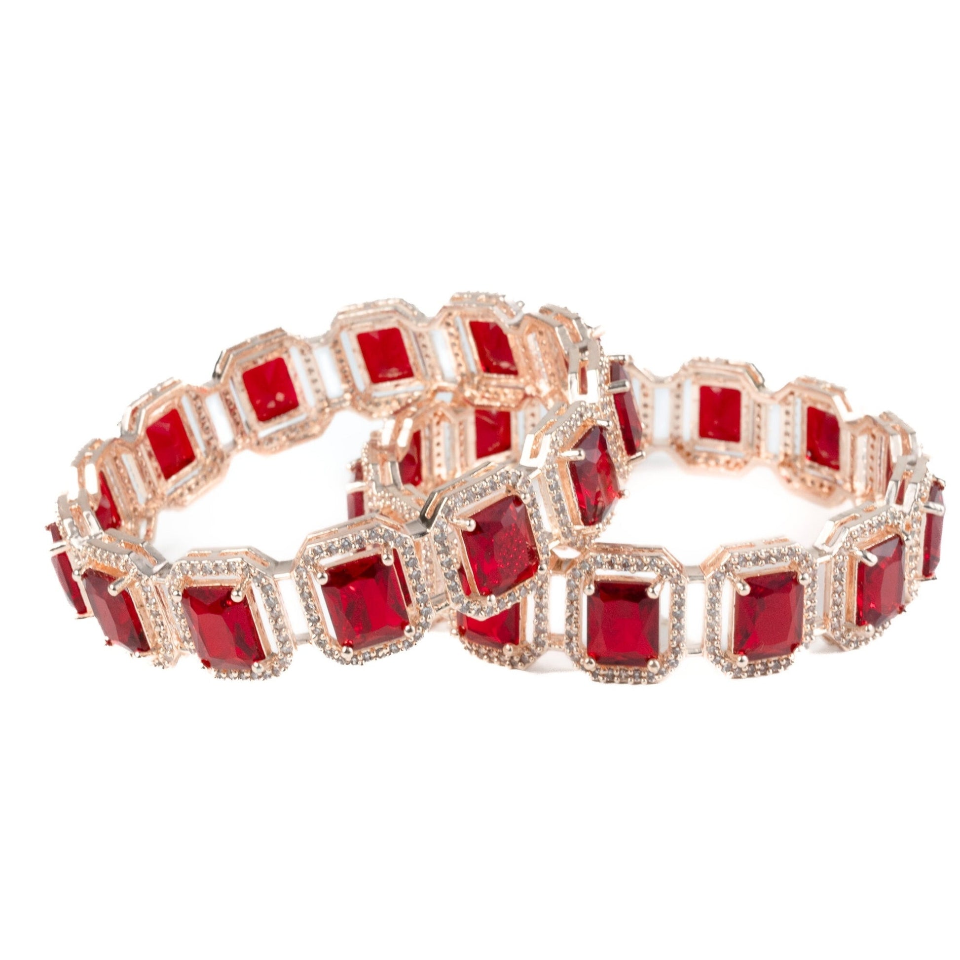 Divine Rectangle AD Bangles (Pack of 2) - Opal Touch