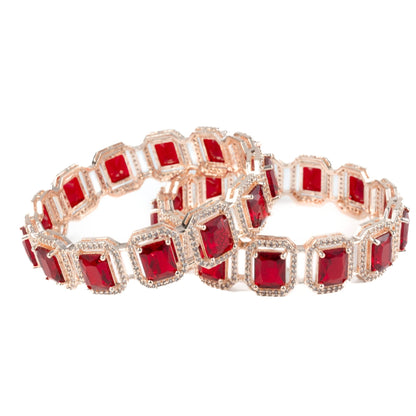 Divine Rectangle AD Bangles (Pack of 2) - Opal Touch