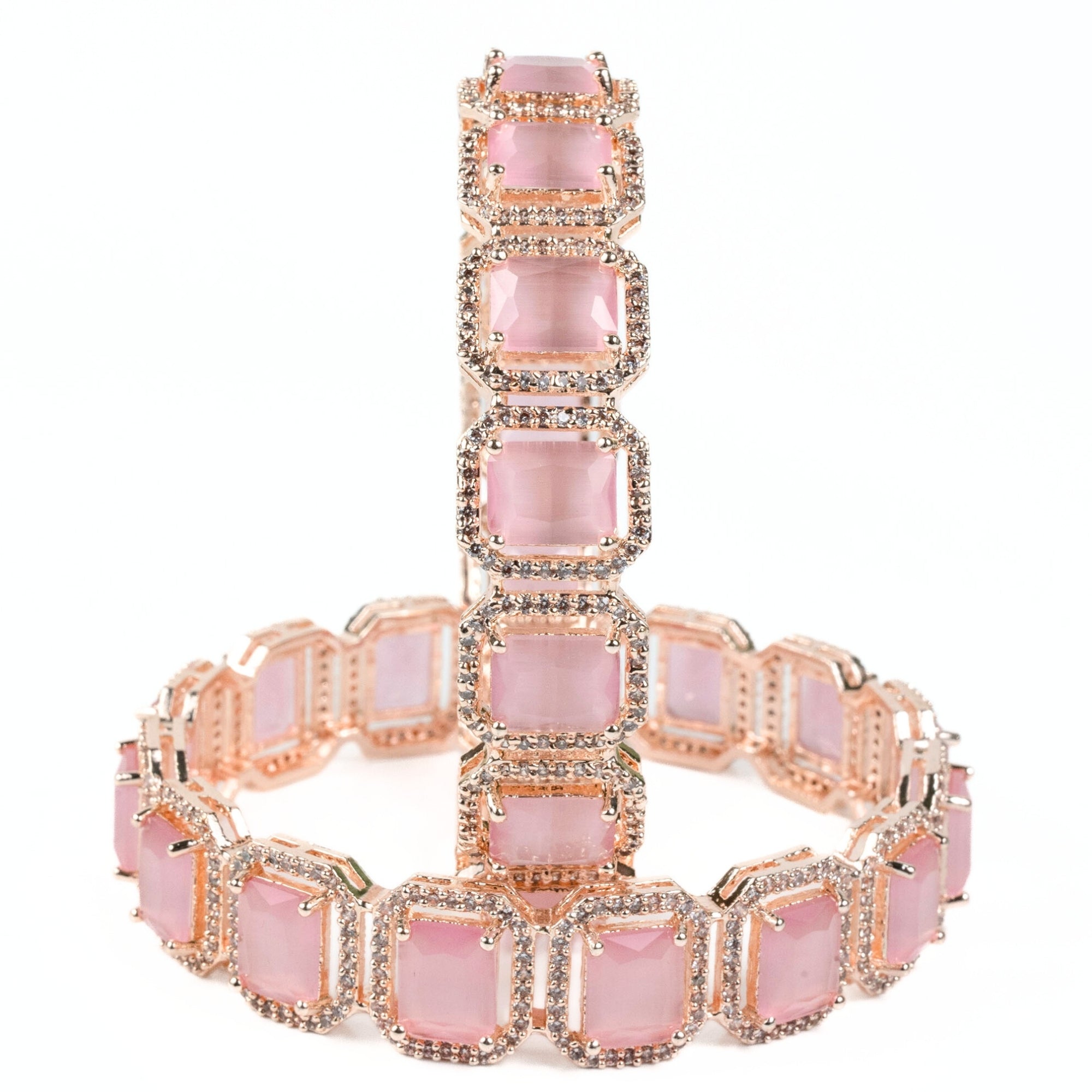 Divine Rectangle AD Bangles (Pack of 2) - Opal Touch