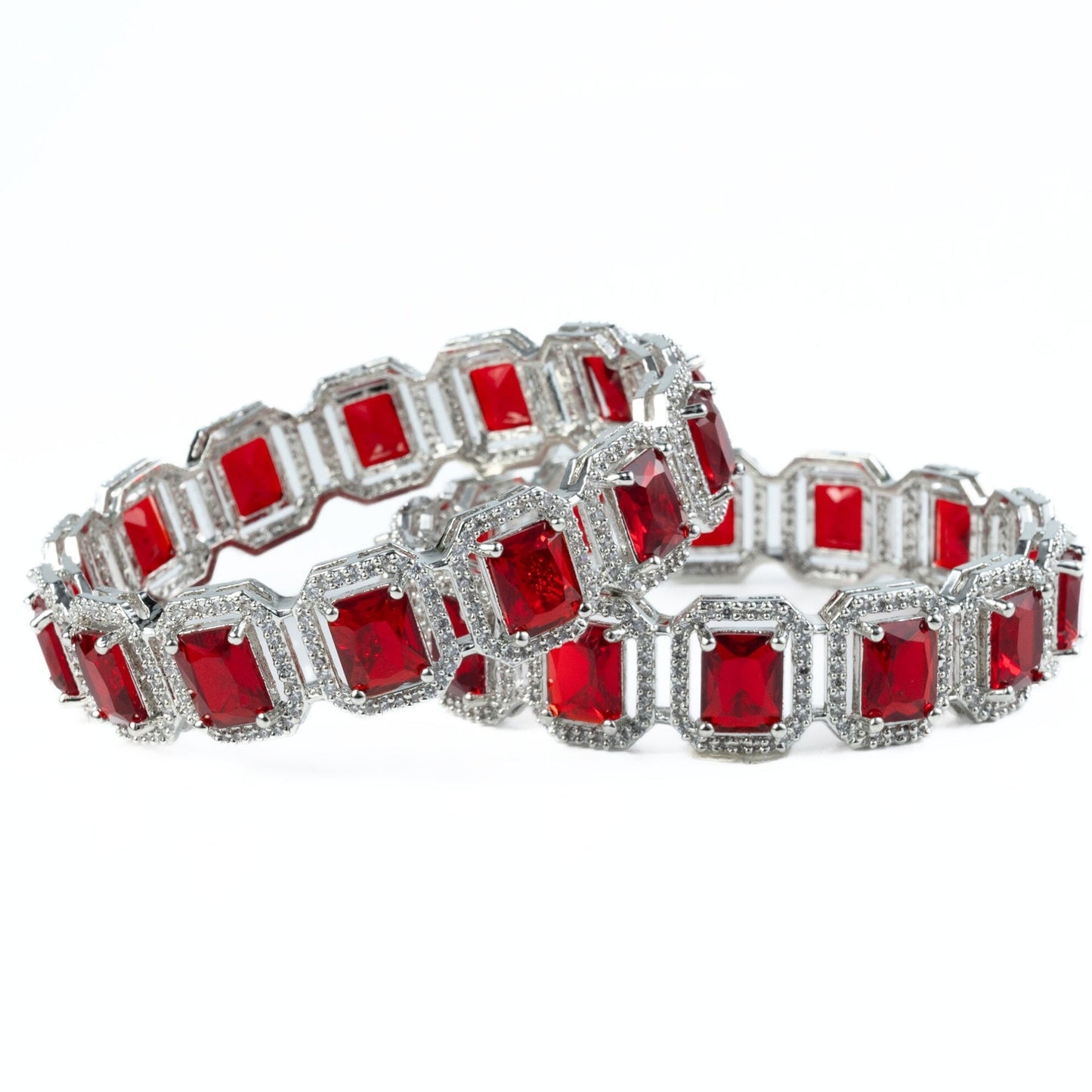 Divine Rectangle AD Bangles (Pack of 2) - Opal Touch