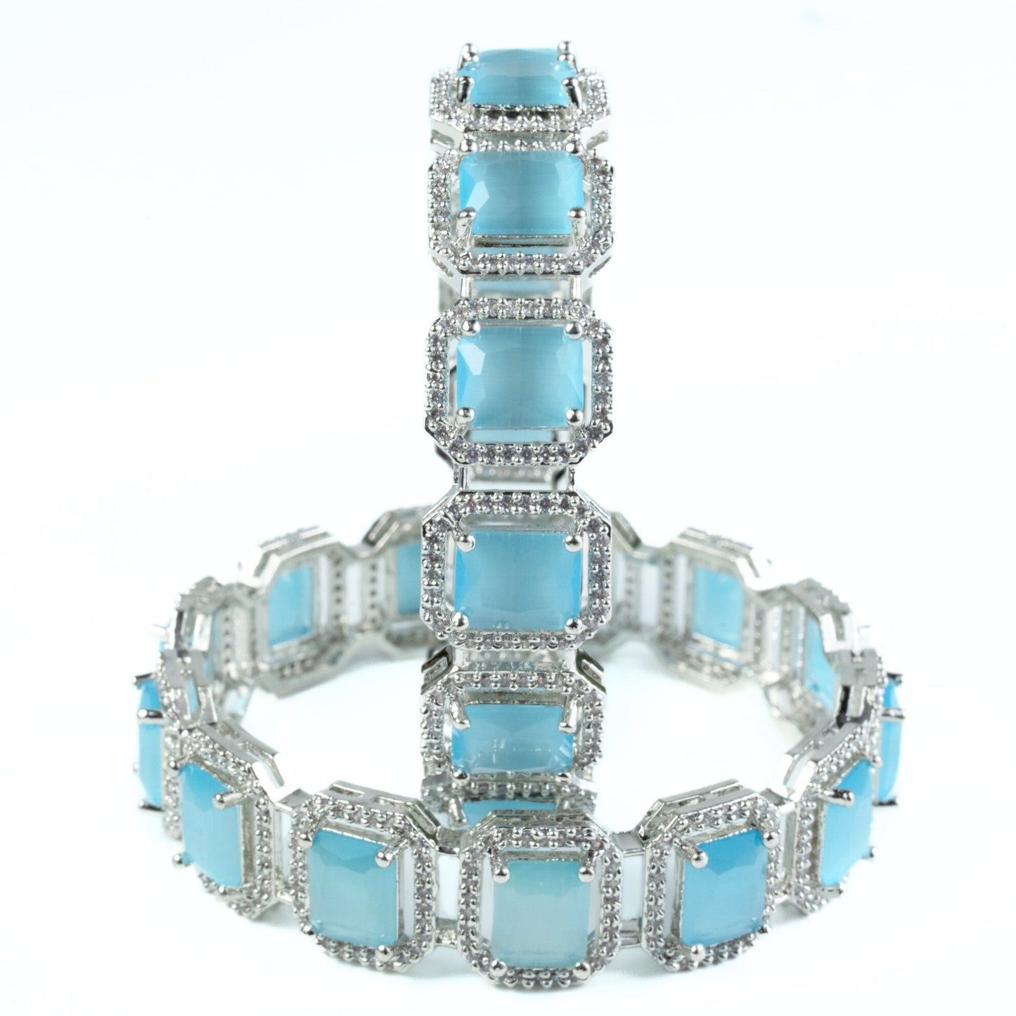 Divine Rectangle AD Bangles (Pack of 2) - Opal Touch