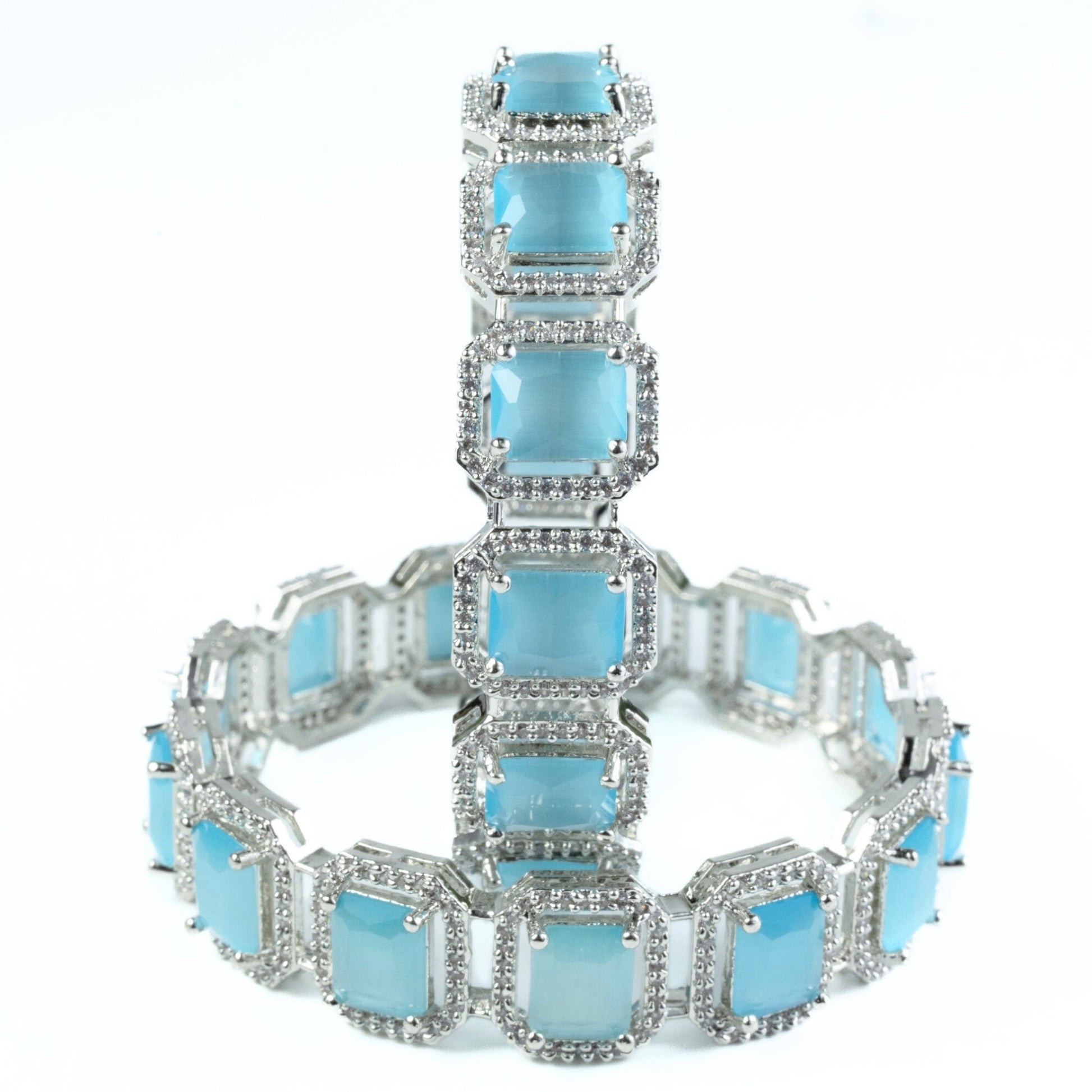 Divine Rectangle AD Bangles (Pack of 2) - Opal Touch